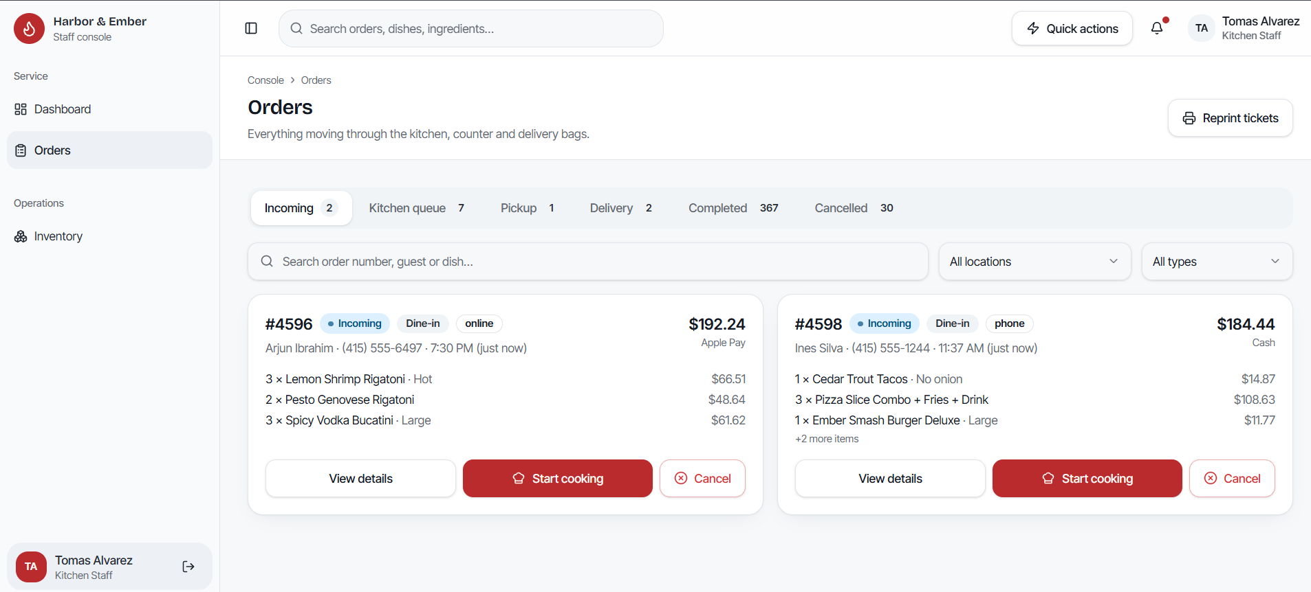 A Connected Restaurant Ordering System